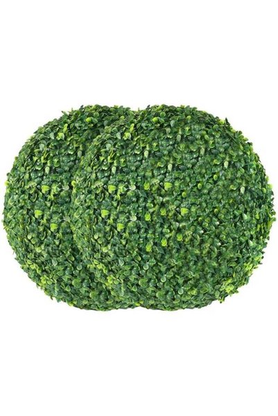 Generic Set of 2 Artificial Boxwood Topiary Balls UV-Protected Faux Grass Gre...