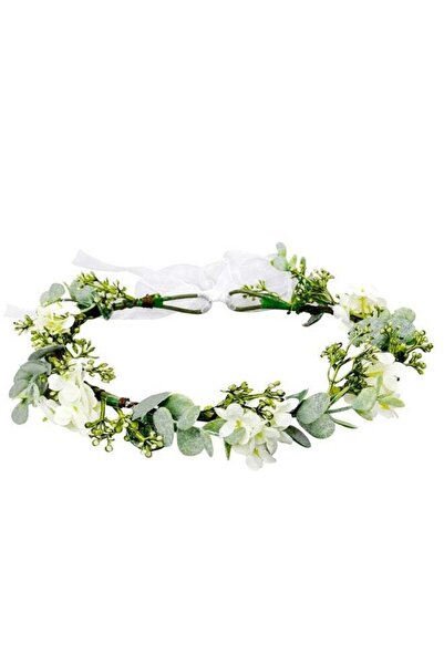 Generic Green Leaf Flower Crown Floral Wreath Headband with Ribbon Floral Cro...