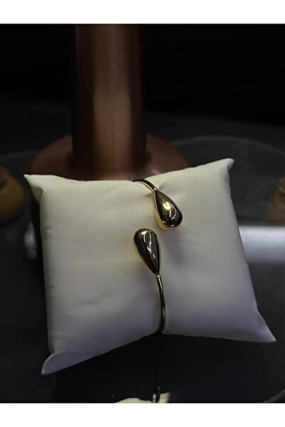 Butik Altın Renk Çift Taraflı Damla Bote Bilezik Çelik Bileklik