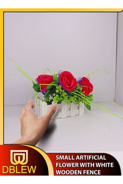 Generic Small Artificial Flowers With White Wooden Fence Life Like Photocatal...