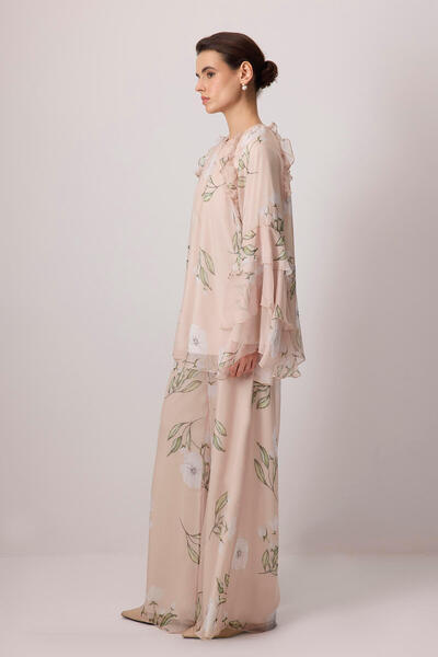 Touché Privé Patterned Chiffon Pants Tunic Set