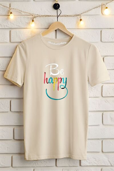 AR&YOS Μπλουζάκι με στάμπα Be Happy Unisex Oversize