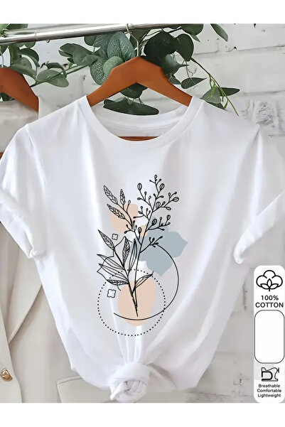 İSMTEXS تي شيرت مطبوع برقبة دائرية وأكمام قصيرة للجنسين، تصميم رسومات خطية مريحة