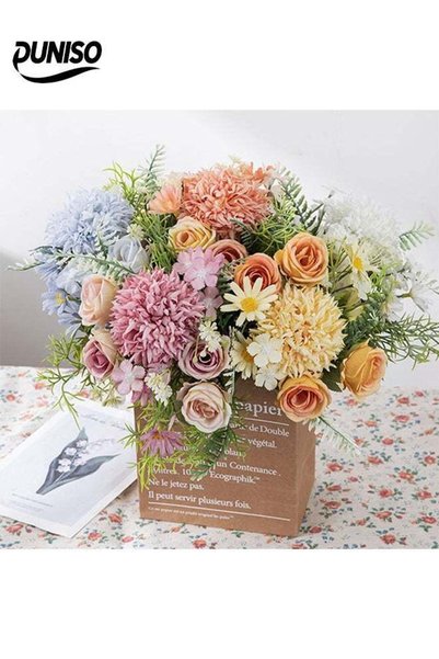 Generic Artificial Flowers，Mix Silk Flowers with Stems，DIY Decorative Fake Fl...