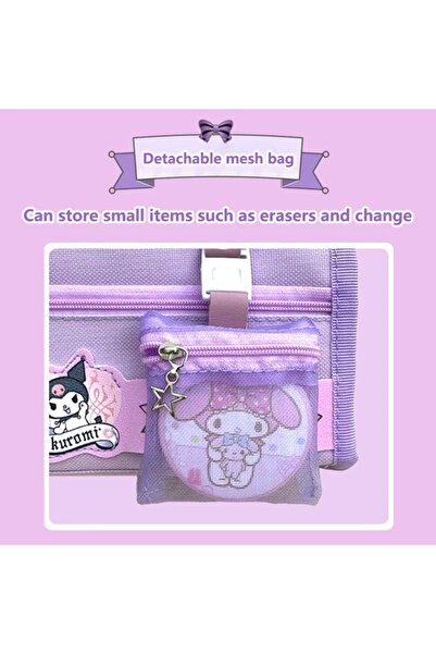 Fillikutum Sanrio Kuromi Kawaii Mor Kalem Kutusu – Yüksek Kapasiteli Çok Gözlü Kalemlik