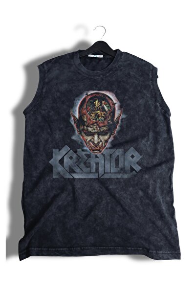 Fuddy Moda Αμάνικο μπλουζάκι με γραμμένο πλύσιμο Kreator, Unisex Rock Band με...