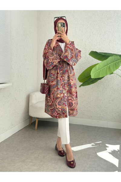 Modamorfo Ethnic Pattern Modal Kimono with Tie Waist - Pink
