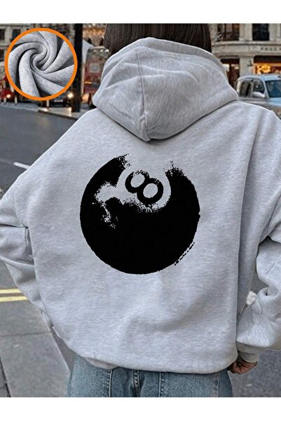 Deocept سويت شيرت بقلنسوة كبير الحجم مطبوع باللون الرمادي للجنسين