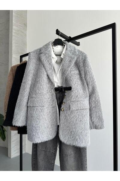 FERZOLAİO Gray Cashmere Blazer Jacket with 4 Buttons