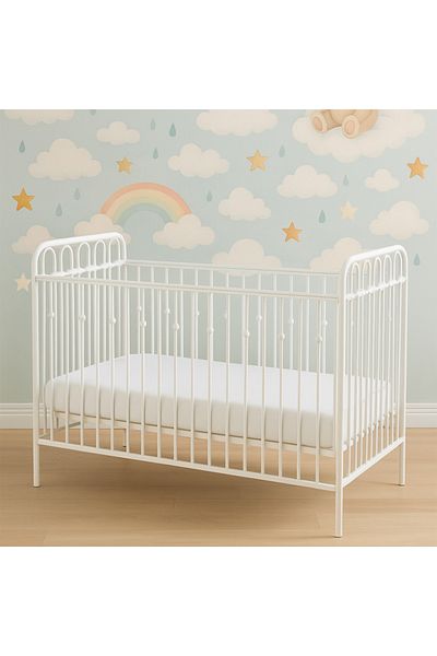 Cady One metal baby bed adjustable with 3 levels 127*103*70, with guardrails (without mattress)