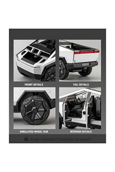OEM Tesla Cybertruck die-cast model with mini ATV, functional doors, light gray