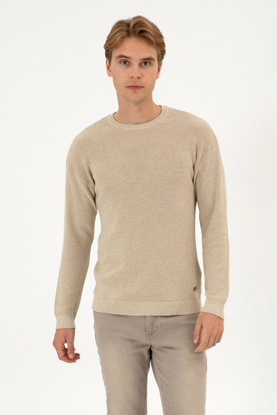 U.S. Polo Assn. Men's Sand Melange Basic Sweater 50313679-Vr123
