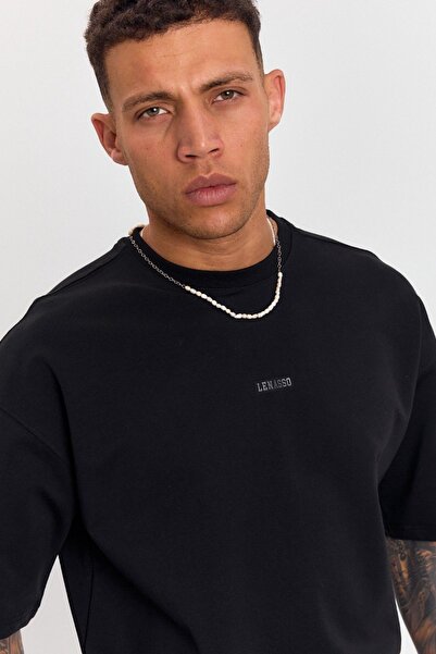 İLKCET MODA Ανδρικό μπλουζάκι μεγάλου μεγέθους Lenasso με μπροστινή εκτύπωση