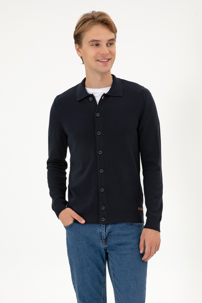 U.S. Polo Assn. Men's Navy Blue Basic Knitwear Cardigan 50313690-Vr033