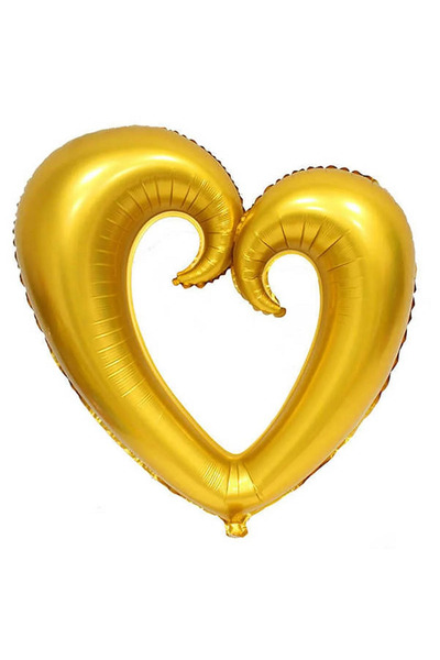tedaks 1 قطعة 40 بوصة 100 سم بالون على شكل قلب ذهبي فارغ في المنتصف لتزيين أع...