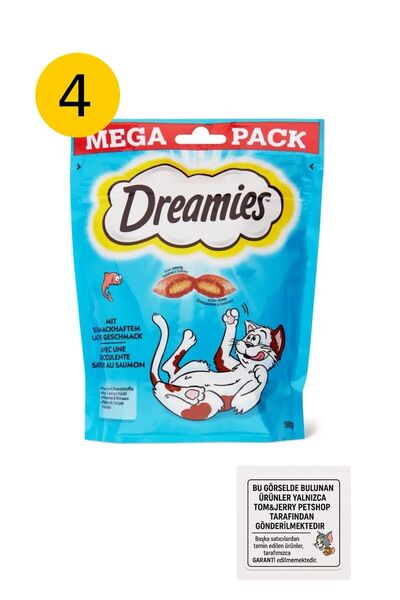 Dreamies TOM&JERRYPETSHOP-Mega Pack Somonlu Kedi Ödül Maması 180 gr 4 Adet