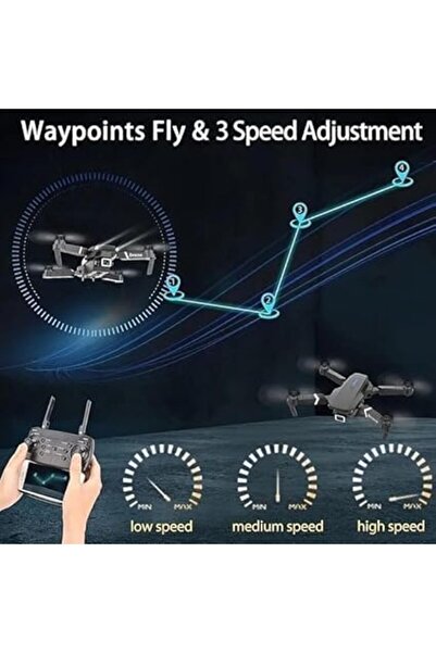 Generic E88 Drone Professional 4K HD Dual Mini Camera, Foldable Remote Control Drone, Height Keep Mini Helic