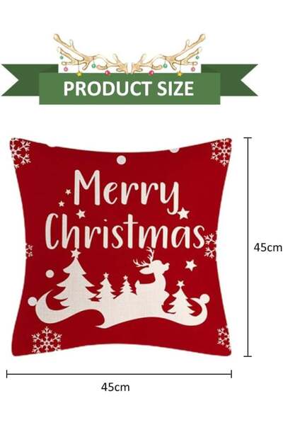 BNOYONERAS Decorative pillowcase 45x45 cm, red, Merry Christmas pattern