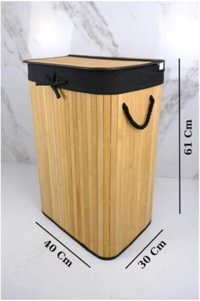 STOREMAX Sellbuyst Handmade Wicker Folding Laundry Basket Rectangular 72 Liters (40Cm*30Cm*61Cm), Natural
