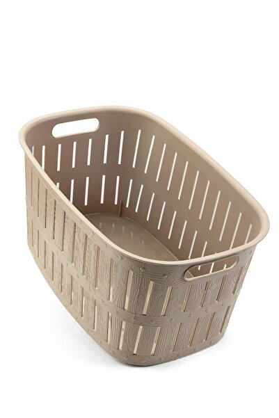 Tuffex Bambu Ahşap Görünümlü Çamaşır Sepeti 27 LT-Latte