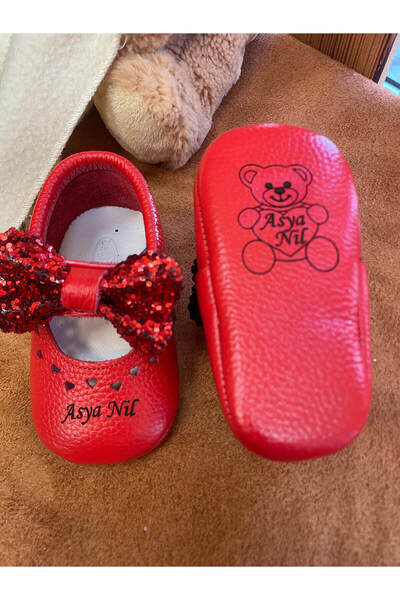 Beybium İsimli Bebek Ayakkabısı Hakiki Deri Bobby Kırmızı