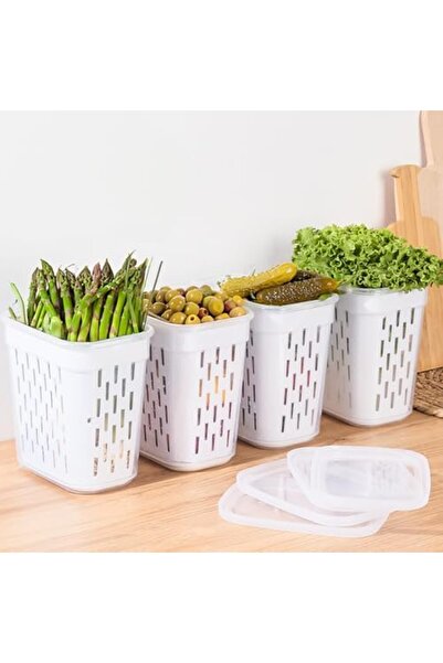 STOREMAX Sellbuyst 1045 4-Piece Set with Strainer, Pickle Bowl, Olive Bowl, Multi-Purpose Rectangular Storage Container Set -