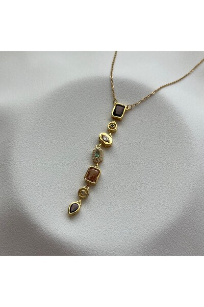 Arye Aksesuar Steel Stone Y Necklace