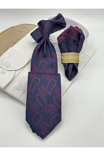 Gutiero Cravată clasică cu șal violet bleumarin cu model