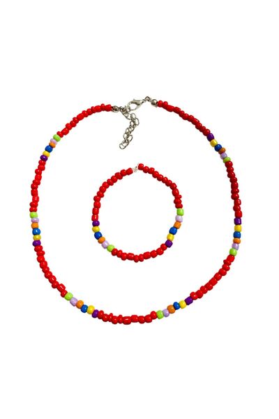 LeylanTakı Leylan Jewelry Children's Red Necklace Bracelet Set