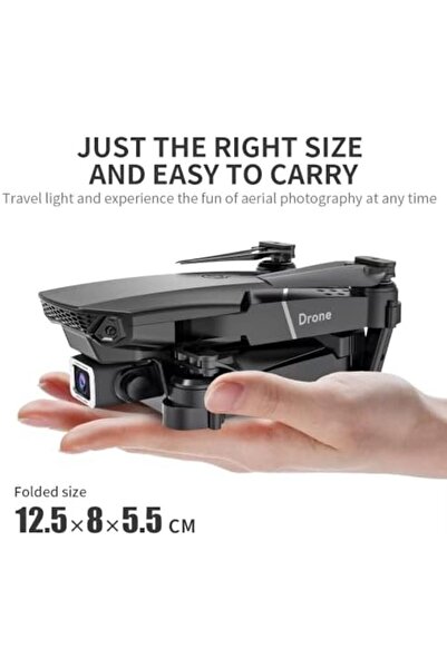 Generic E88 Quadcopter Drone for Aerial Photography, 2 Rechargeable Batteries (Black)