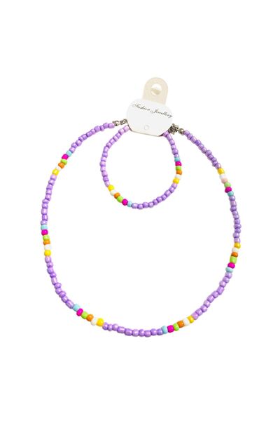 LeylanTakı Leylan Jewelry Children's Purple Necklace Bracelet Set