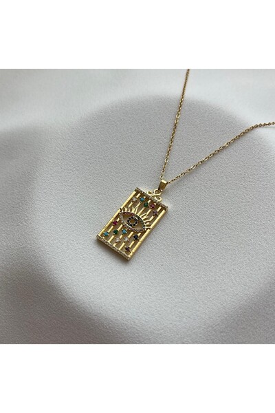Arye Aksesuar Steel Zircon Stone Eye Necklace