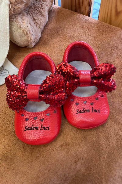 Beybium İsimli Bebek Ayakkabısı Hakiki Deri Bobby Kırmızı