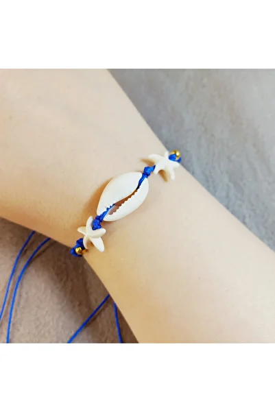 Crystal Atelier Seashell Star Bracelet - Seashell Star Braided Macrame Bracelet - Adjustable Summer