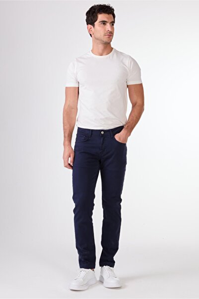 Dufy Lacivert 5 Cep Düz Renk Slim Fit Erkek Pantolon
