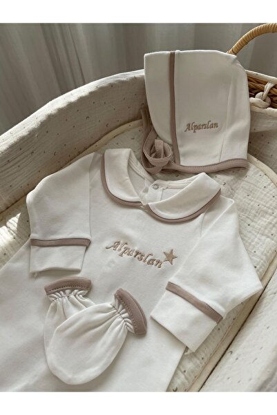 babymotif İsimli Yenidoğan Hastane Çıkışı 3'lü Tulum Set