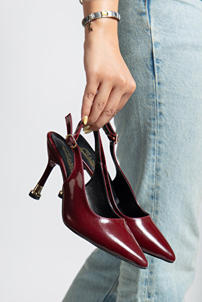 prenses shoes فستان سهرة نسائي بمقدمة مدببة وظهر مفتوح وكعب 7 سم