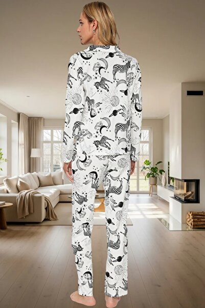 PayBuy Women's Casual Cotton Long Sleeve Zebra Pattern Pajamas Set Elegant Design Comfortable Cut Use