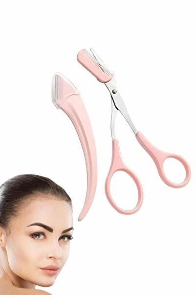 FrereConception Scalloped Eyebrow Scissors and Razor Set Eyebrow Trimming Scissors Eyebrow Mustache Removal Tool