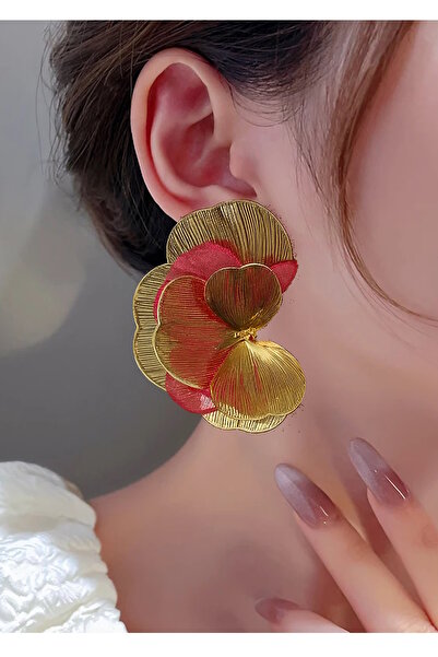 CAŞ DEKORASYON Gold Color Design Earrings (Pair)