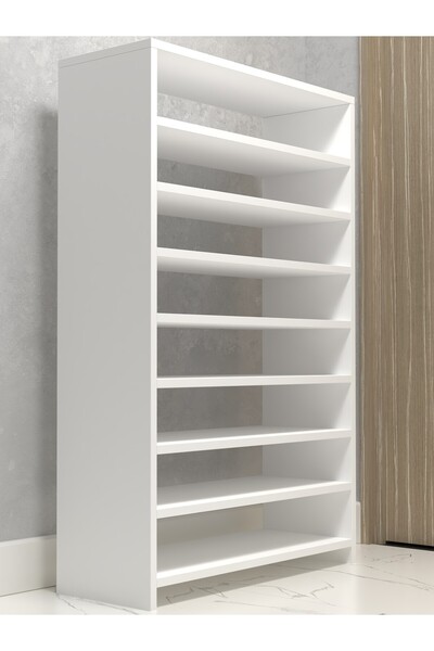Kenzlife Kapaklı Ayakkabılık Bosnevi Mat Beyaz Sunta 125*080*30 Otuziki Çift Ayakkabı Kapasitesi Arkalıksız