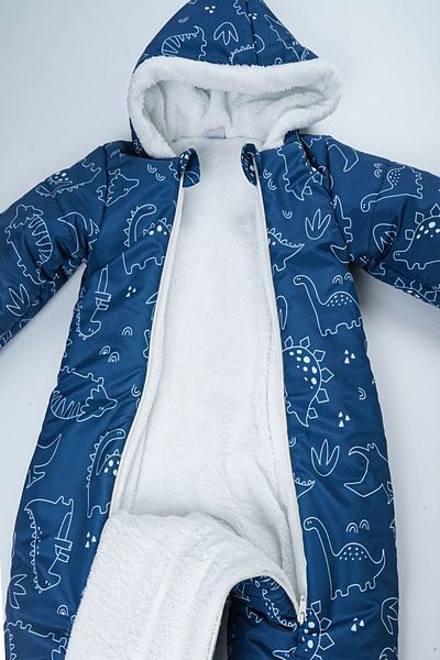 PODİUM GİYİM Trend Special Series Cute Dinosaur Pattern Winter Removable Foot/Gloves Hooded Cosmonaut Jumpsuit