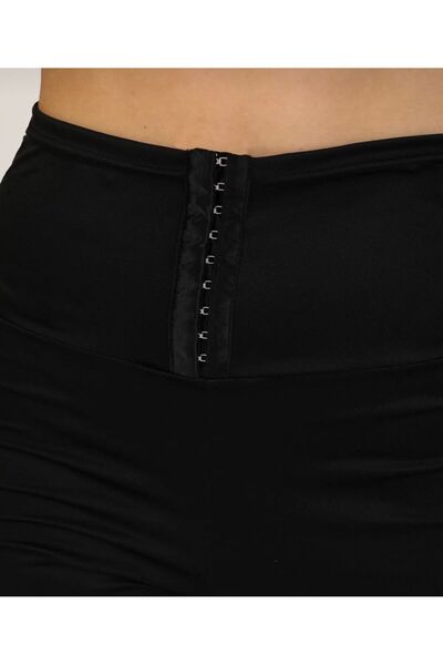 femmefinesse Women's Black Sweat Tightening Snap Fastener High Waist Agraft Leggings