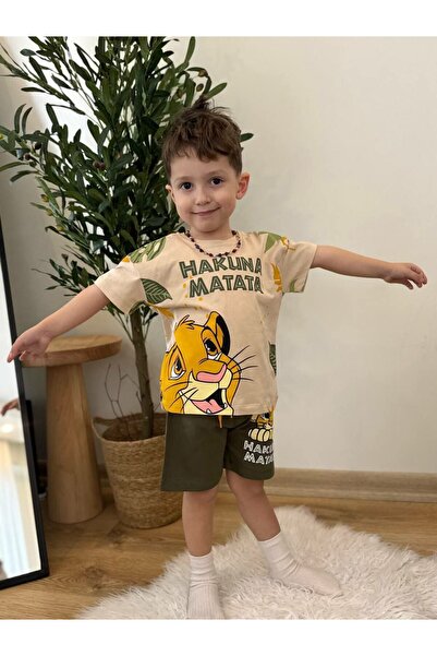 Kids Printed Khaki Shorts Bottom-Top Set