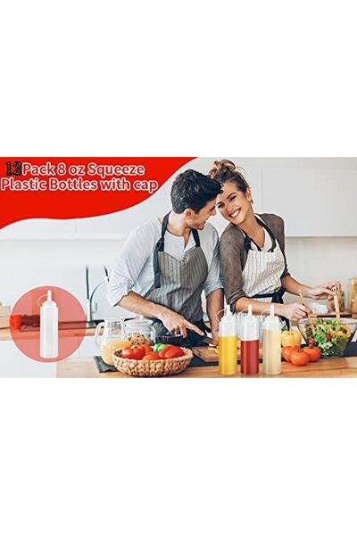 Generic 12 Pcs Condiment Squeeze Bottles, 8oz Food Grade Plastic Squeeze Bottles