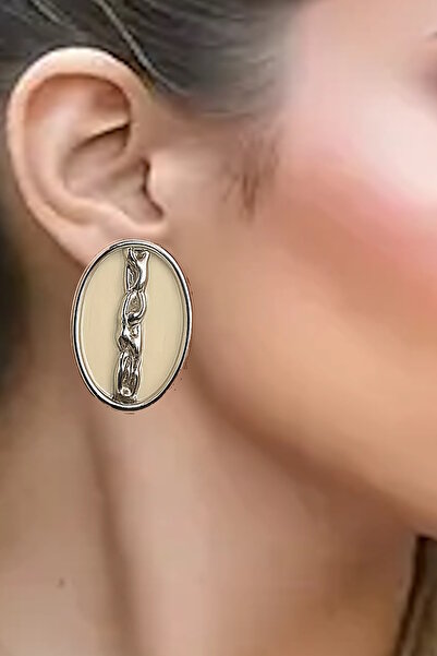CAŞ DEKORASYON Silver Color Earrings (Pair)