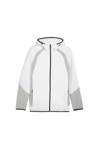 Puma EVOSTRIPE FZ Hoodie DK Beyaz Erkek Fermuarlı Üst