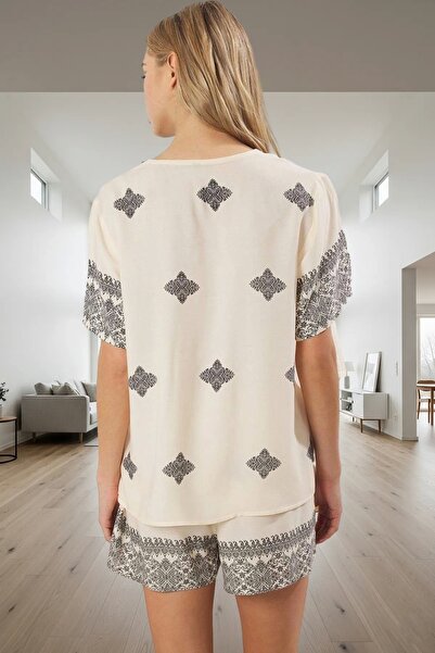 PayBuy Women's Comfortable Viscose Pajama Set Ethnic Patterned Summer Shorts Regular Fit Modern Style