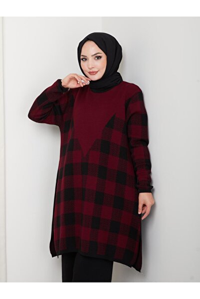 BisuModa Σετ τουνίκ με καρό πλεκτό παντελόνι