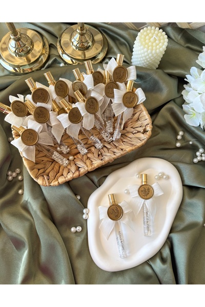 Gami Handmade Cam Şişe Mühür Detaylı Sprey İncili Kolonya 10ml -Nişan,Nikah,K...